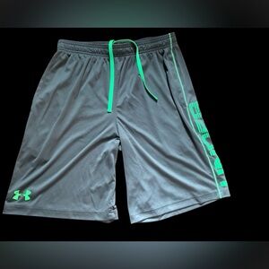 Under Armour Gray Athletic Shorts with Green Accents
